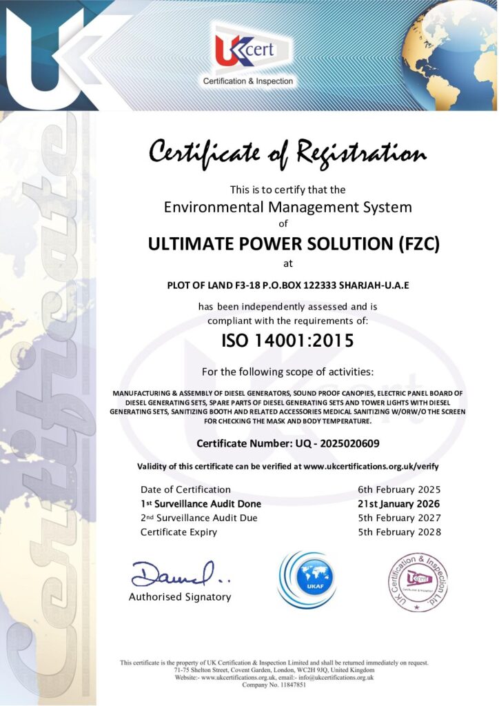 ISO 14001-2015 S1 ULTIMATE POWER SOLUTION (FZC)