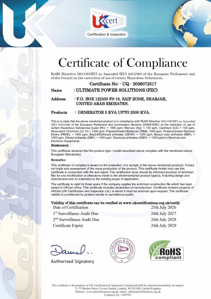 ROHS UQ – 2026072517 ULTIMATE POWER SOLUTION FZC